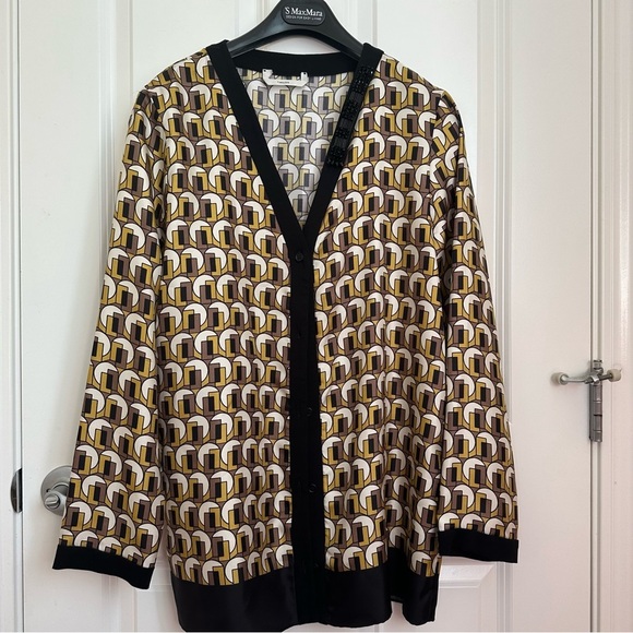 ‘ S Max Mara Label-cut 100% Silk Blouse with Rhinestones Sz: Small US4/6 Spring - Picture 2 of 11